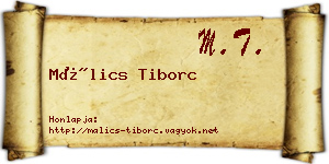 Málics Tiborc névjegykártya